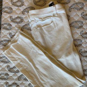 Express Straight Crop High Rise White Jeans